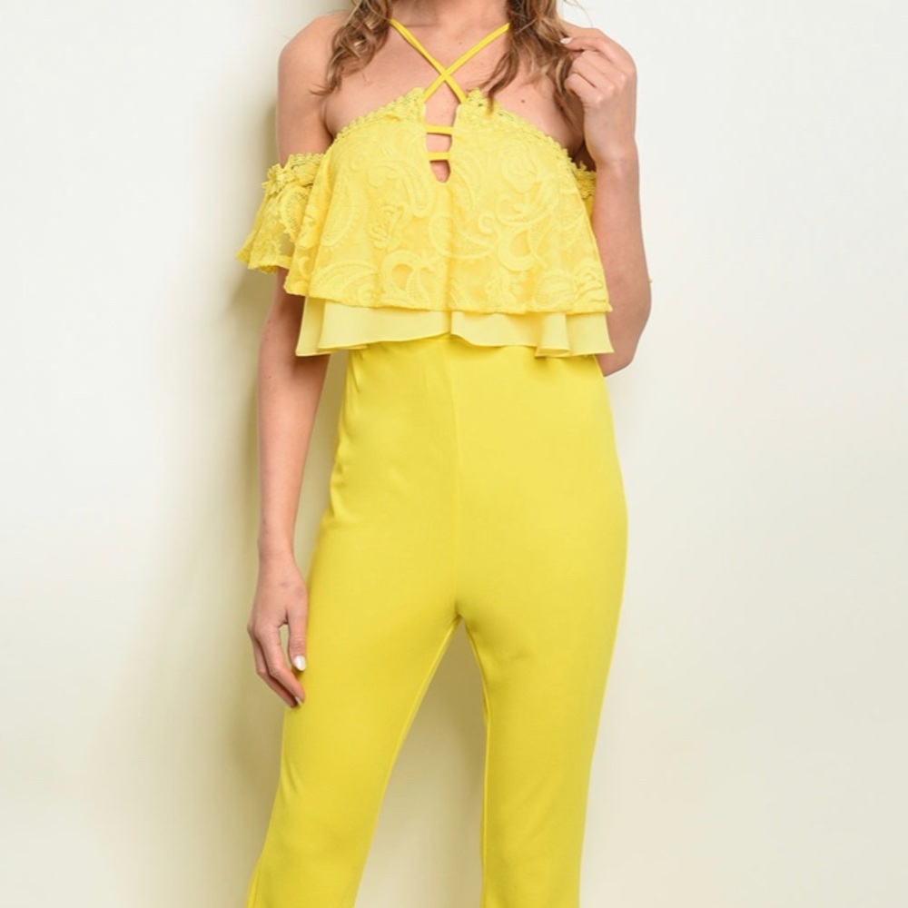 LUXM YELLOW JUMPSUIT NWOT